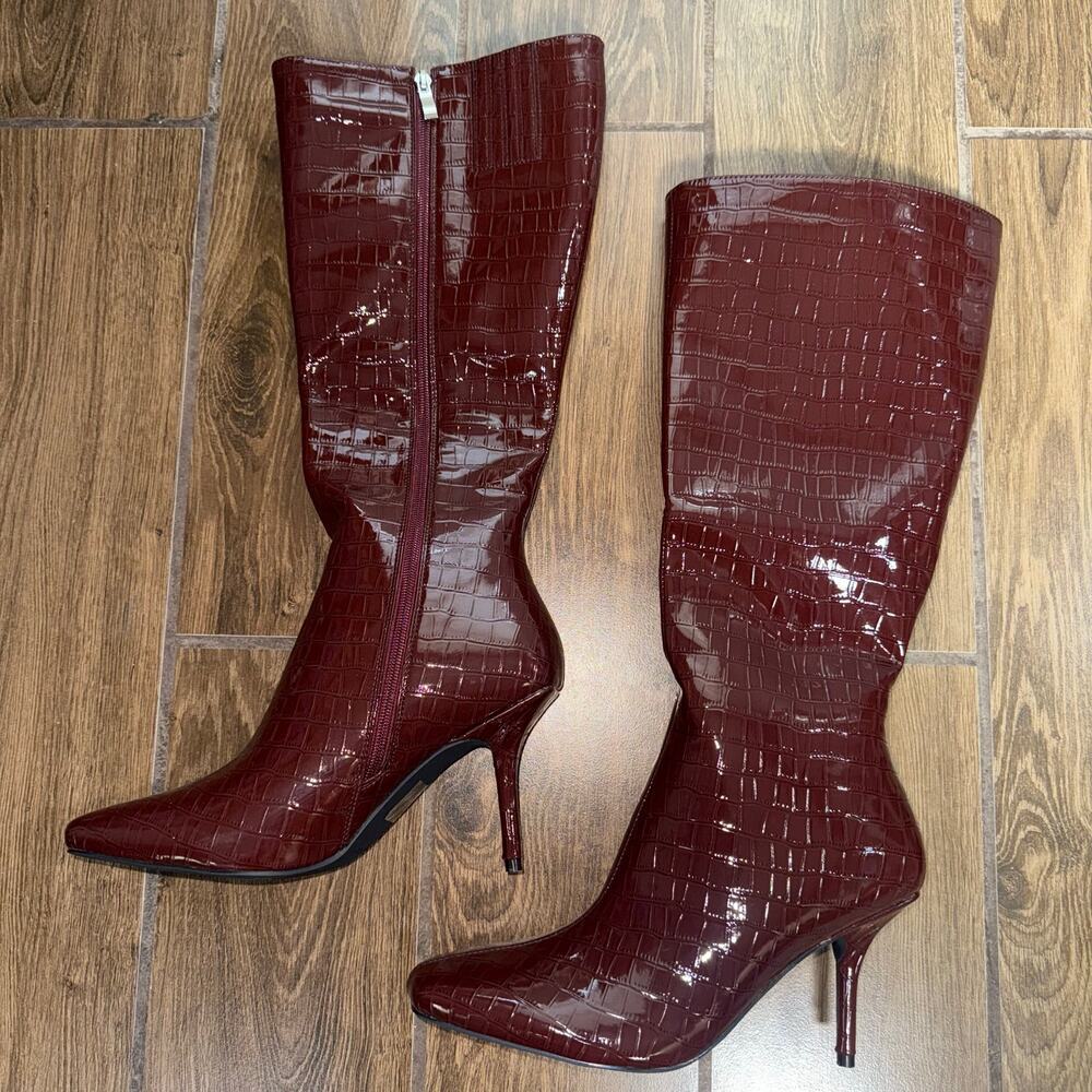 Princess Polly Alexx Knee High Boots, Burgundy, US 9